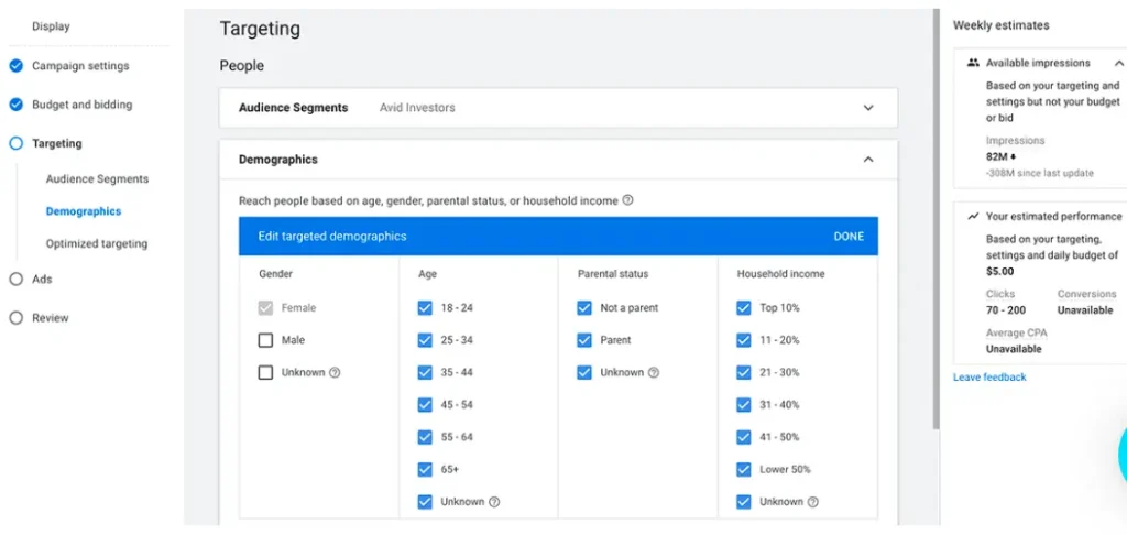 استهداف الديموغرافيات فى إعلانات Google